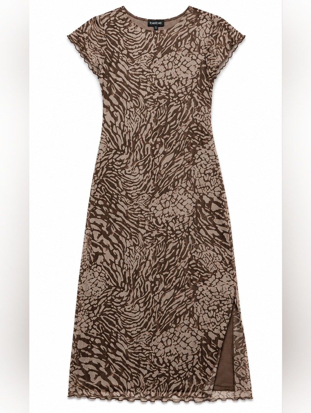 bebe Brown Animal-Print Maxi Dress with Side Slit